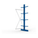 META Kragarmregal IPE120 2500x1000x800 mm Anbauregal, doppelseitig mit 8 Kragarmen je Ständer, enzianblau