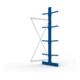 META Kragarmregal IPE120 2500x1000x800 mm Anbauregal, doppelseitig mit 8 Kragarmen je Ständer, enzianblau