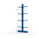 META Kragarmregal IPE120 2500x1000x800 mm Anbauregal, doppelseitig mit 8 Kragarmen je Ständer, enzianblau