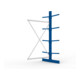 META Kragarmregal IPE120 2500x1300x1000 mm Anbauregal, doppelseitig mit 8 Kragarmen je Ständer, enzianblau