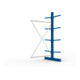 META Kragarmregal IPE120 2500x1300x1000 mm Anbauregal, doppelseitig mit 8 Kragarmen je Ständer, enzianblau