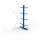 META Kragarmregal IPE120 2500x1300x1000 mm Anbauregal, doppelseitig mit 8 Kragarmen je Ständer, enzianblau