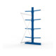 META Kragarmregal IPE120 2500x1300x1000 mm Anbauregal, doppelseitig mit 8 Kragarmen je Ständer, enzianblau