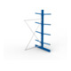 META Kragarmregal IPE120 2500x1300x1200 mm Anbauregal, doppelseitig mit 8 Kragarmen je Ständer, enzianblau