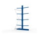 META Kragarmregal IPE120 2500x1300x1200 mm Anbauregal, doppelseitig mit 8 Kragarmen je Ständer, enzianblau