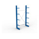 META Kragarmregal IPE120 2500x1300x400 mm, Grundregal, einseitig mit 4 Kragarmen je Ständer, enzianblau