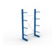 META Kragarmregal IPE120 2500x1300x500 mm, Grundregal, einseitig mit 4 Kragarmen je Ständer, enzianblau
