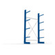 META Kragarmregal IPE120 2500x1300x500 mm, Grundregal, einseitig mit 4 Kragarmen je Ständer, enzianblau