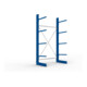 META Kragarmregal IPE120 2500x1300x600 mm, Grundregal, einseitig mit 4 Kragarmen je Ständer, enzianblau