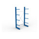 META Kragarmregal IPE120 2500x1300x600 mm, Grundregal, einseitig mit 4 Kragarmen je Ständer, enzianblau