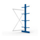 META Kragarmregal IPE120 2500x1300x800 mm Anbauregal, doppelseitig mit 8 Kragarmen je Ständer, enzianblau
