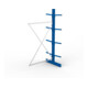 META Kragarmregal IPE120 2500x1300x800 mm Anbauregal, doppelseitig mit 8 Kragarmen je Ständer, enzianblau