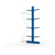 META Kragarmregal IPE120 2500x1300x800 mm Anbauregal, doppelseitig mit 8 Kragarmen je Ständer, enzianblau