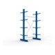META Kragarmregal IPE120 2500x1300x800 mm Grundregal, doppelseitig mit 8 Kragarmen je Ständer, enzianblau