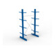 META Kragarmregal IPE120 2500x1300x800 mm Grundregal, doppelseitig mit 8 Kragarmen je Ständer, enzianblau