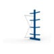 META Kragarmregal IPE140 2500x1000x1000 mm, Anbauregal, doppelseitig mit 8 Kragarmen je Ständer, enzianblau