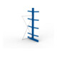META Kragarmregal IPE140 2500x1000x1000 mm, Anbauregal, doppelseitig mit 8 Kragarmen je Ständer, enzianblau