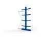 META Kragarmregal IPE140 2500x1000x1200 mm, Anbauregal, doppelseitig mit 8 Kragarmen je Ständer, enzianblau