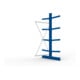 META Kragarmregal IPE140 2500x1000x1200 mm, Anbauregal, doppelseitig mit 8 Kragarmen je Ständer, enzianblau