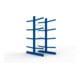 META Kragarmregal IPE140 2500x1000x1600 mm, Grundregal, doppelseitig mit 8 Kragarmen je Ständer, enzianblau