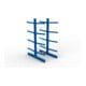 META Kragarmregal IPE140 2500x1000x1600 mm, Grundregal, doppelseitig mit 8 Kragarmen je Ständer, enzianblau