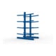META Kragarmregal IPE140 2500x1000x1600 mm, Grundregal, doppelseitig mit 8 Kragarmen je Ständer, enzianblau