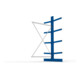 META Kragarmregal IPE140 2500x1300x1200 mm, Anbauregal, doppelseitig mit 8 Kragarmen je Ständer, enzianblau