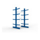 META Kragarmregal IPE140 2500x1300x1200 mm, Grundregal, doppelseitig mit 8 Kragarmen je Ständer, enzianblau