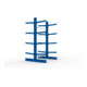 META Kragarmregal IPE140 2500x1300x1200 mm, Grundregal, doppelseitig mit 8 Kragarmen je Ständer, enzianblau