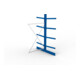 META Kragarmregal IPE140 2500x1300x1600 mm, Anbauregal, doppelseitig mit 8 Kragarmen je Ständer, enzianblau