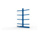 META Kragarmregal IPE140 2500x1300x1600 mm, Anbauregal, doppelseitig mit 8 Kragarmen je Ständer, enzianblau