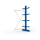 META Kragarmregal IPE140 2500x1300x800 mm, Anbauregal, doppelseitig mit 8 Kragarmen je Ständer, enzianblau