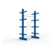 META Kragarmregal IPE140 2500x1300x800 mm, Grundregal, doppelseitig mit 8 Kragarmen je Ständer, enzianblau