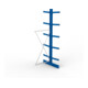 META Kragarmregal IPE140 3000x1000x1000 mm, Anbauregal, doppelseitig mit 10 Kragarmen je Ständer, enzianblau