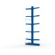 META Kragarmregal IPE140 3000x1000x1000 mm, Anbauregal, doppelseitig mit 10 Kragarmen je Ständer, enzianblau