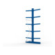 META Kragarmregal IPE140 3000x1000x1200 mm, Anbauregal, doppelseitig mit 10 Kragarmen je Ständer, enzianblau