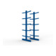 META Kragarmregal IPE140 3000x1000x1200 mm, Grundregal, doppelseitig mit 10 Kragarmen je Ständer, enzianblau