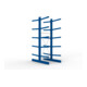 META Kragarmregal IPE140 3000x1000x1600 mm, Grundregal, doppelseitig mit 10 Kragarmen je Ständer, enzianblau
