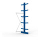 META Kragarmregal IPE140 3000x1000x800 mm, Anbauregal, doppelseitig mit 10 Kragarmen je Ständer, enzianblau