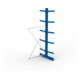 META Kragarmregal IPE140 3000x1300x1000 mm, Anbauregal, doppelseitig mit 10 Kragarmen je Ständer, enzianblau