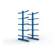META Kragarmregal IPE140 3000x1300x1600 mm, Grundregal, doppelseitig mit 10 Kragarmen je Ständer, enzianblau