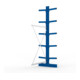 META Kragarmregal IPE140 3000x1300x800 mm, Anbauregal, doppelseitig mit 10 Kragarmen je Ständer, enzianblau