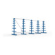 Meta Langgutregal System ATLAS ST doppelseitig 5 Ständer Enzianblau 2000 x 500 x 5400 mm 2 x 500 mm bis 150 mm