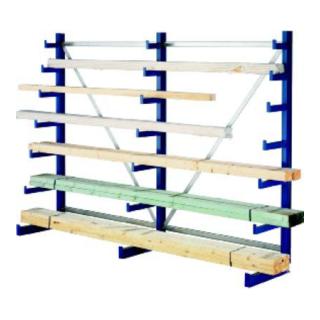Meta Langgutregal System ATLAS ST einseitig 3 Ständer Enzianblau 2000 x 500 x 2700mm + 500 mm bis 150 mm