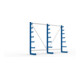 Meta Langgutregal System ATLAS ST einseitig 3 Ständer Enzianblau 2000 x 500 x 2700mm + 500 mm bis 150 mm