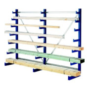 Meta Langgutregal System ATLAS ST einseitig 5 Ständer Enzianblau 2000 x 500 x 5400mm + 500 mm bis 150 mm