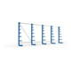 Meta Langgutregal System ATLAS ST einseitig 5 Ständer Enzianblau 2000 x 500 x 5400mm + 500 mm bis 150 mm