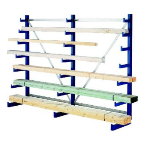 Meta Langgutregal System ATLAS ST einseitig 6 Ständer Enzianblau 2000 x 500 x 6750mm + 500 mm bis 150 mm