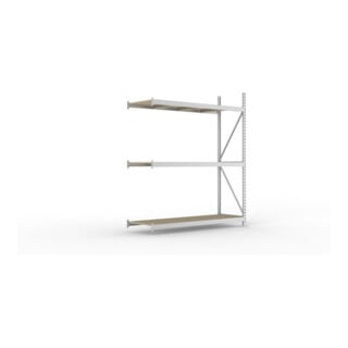 META MINI-RACK Weitspannregal 2200x1800x650 mm, Anbauregal in verzinkt mit 3 Lagerebenen, Spanplattenböden