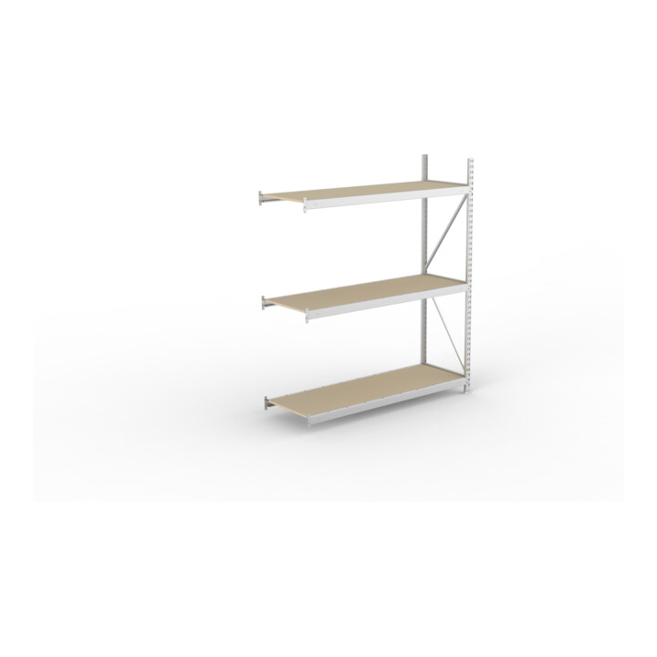 META MINI-RACK Weitspannregal 2200x1800x650 mm, Anbauregal in verzinkt mit 3 Lagerebenen, Spanplattenböden